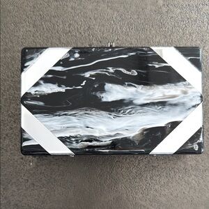 Edie Parker Chic Black and White Marble Clutch